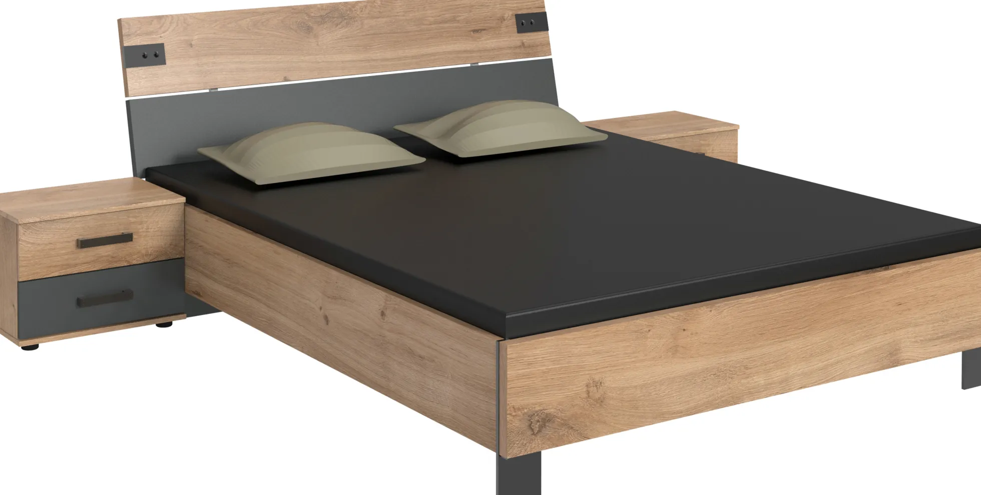 Bett mit Nachtkommoden MALMÖ