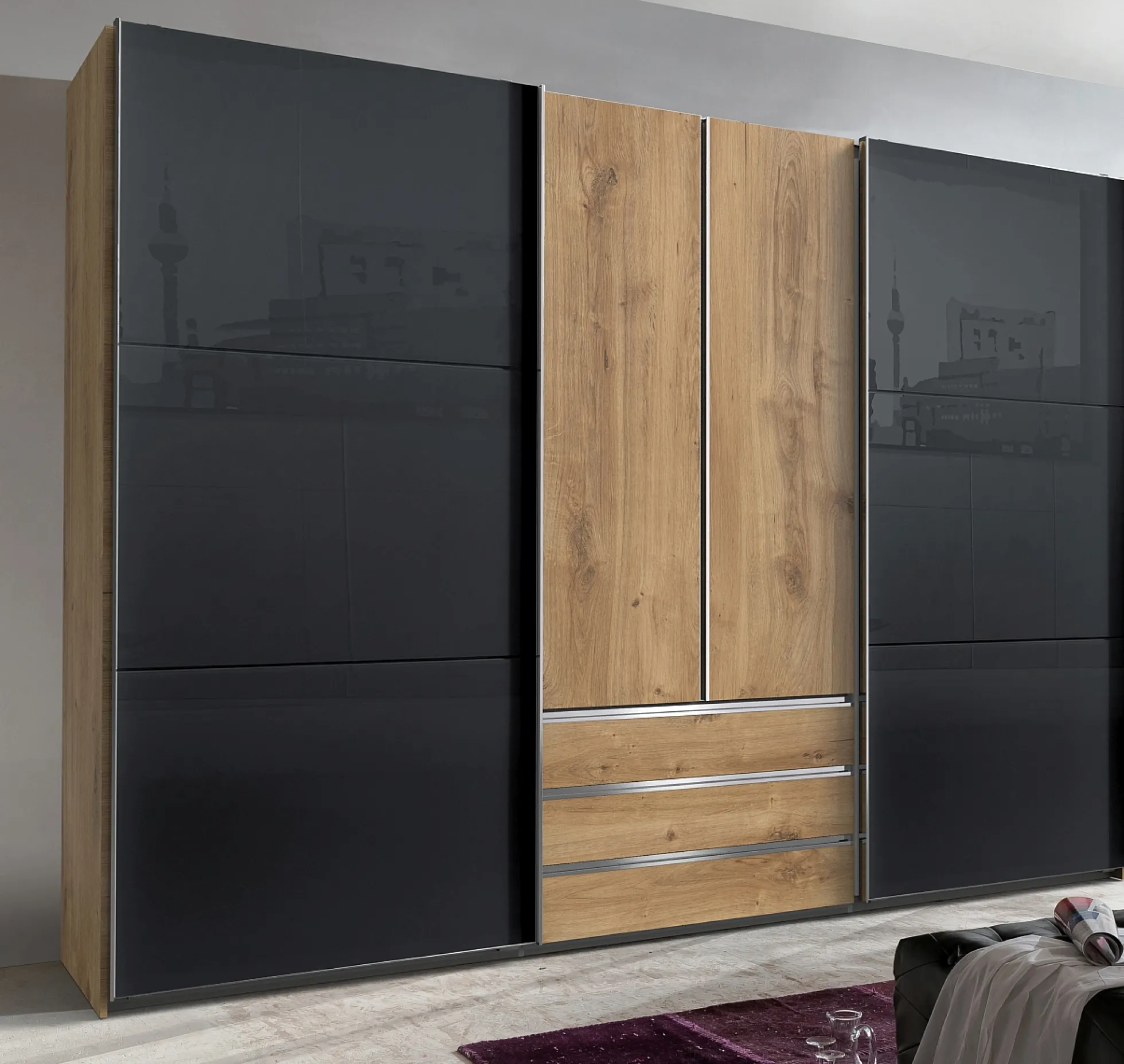 Dreh-/Schwebetürenschrank MAGIC GLAS