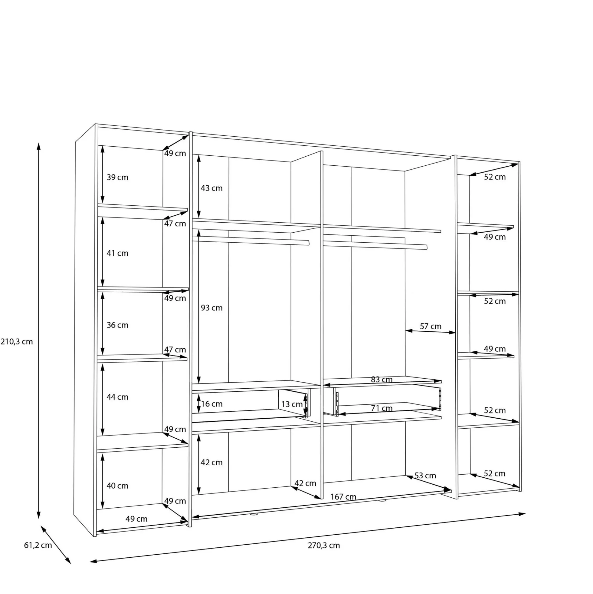 Dreh- und Schwebetürenschrank NARAGO