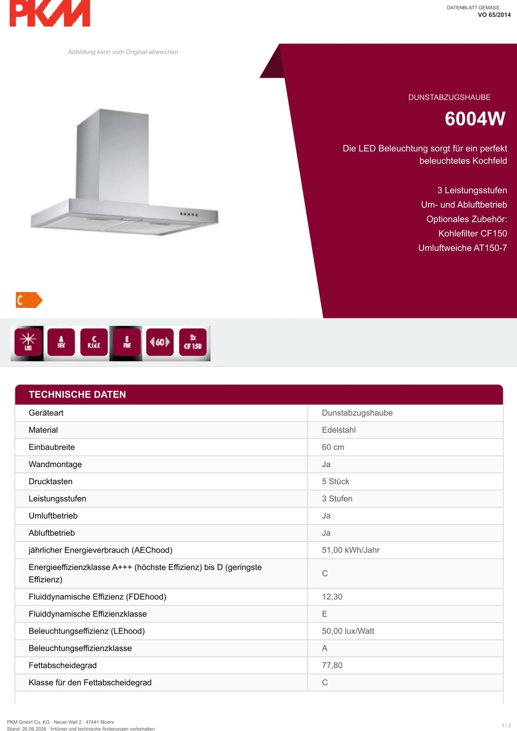 Dunstabzugshaube 6004W