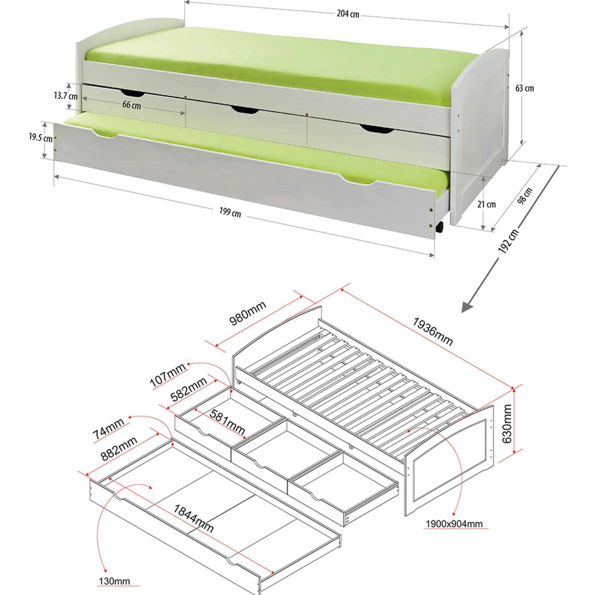 Funktionsbett 90x200cm ULLI