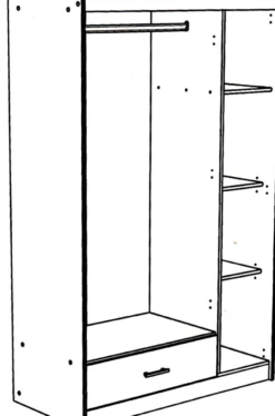 160-iger Stauraumbett mit Kleiderschrank, Schreibtisch und Kommode MOST 76
