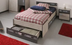 Jugendbett 90 x 200 mit Nachtkommode FABRIC 3
