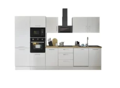 Küchenblock mit E-Geräten CORNWALL (Zeile-Backofen-Geschirrspüler-Kühlschrank-Mikrowelle) II