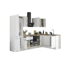 Küchenblock mit E-Geräten CORNWALL (Ecke-Geschirrspüler-Kühlschrank) II