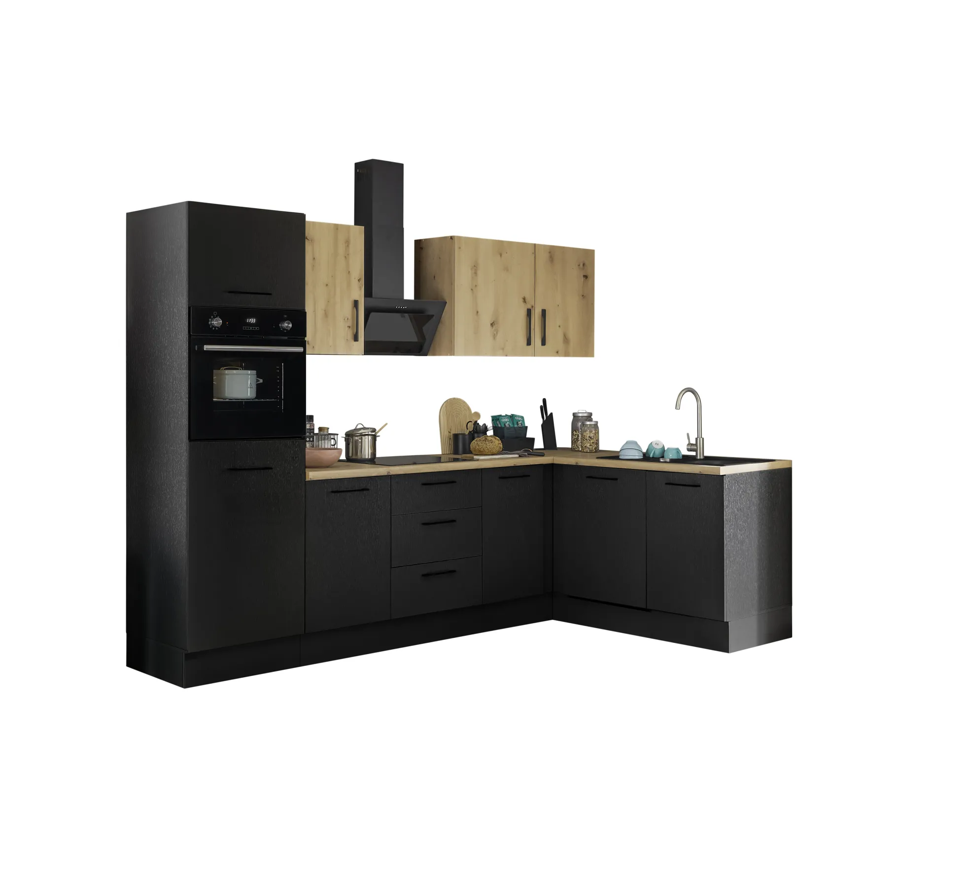 Küchenblock mit E-Geräten CORNWALL (Ecke-Backofen-Geschirrspüler-Kühlschrank) VIII