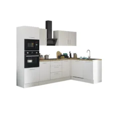 Küchenblock mit E-Geräten CORNWALL (Ecke-Backofen-Geschirrspüler-Mikrowelle) II
