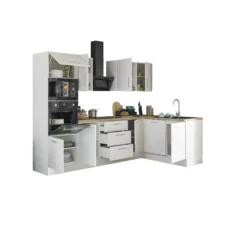 Küchenblock mit E-Geräten CORNWALL (Ecke-Backofen-Geschirrspüler-Mikrowelle) II