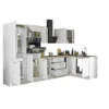 Küchenblock mit E-Geräten CORNWALL (Ecke-Backofen-Kühlschrank) IV