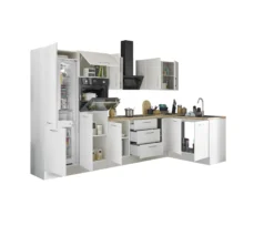 Küchenblock mit E-Geräten CORNWALL (Ecke-Backofen-Kühlschrank) IV