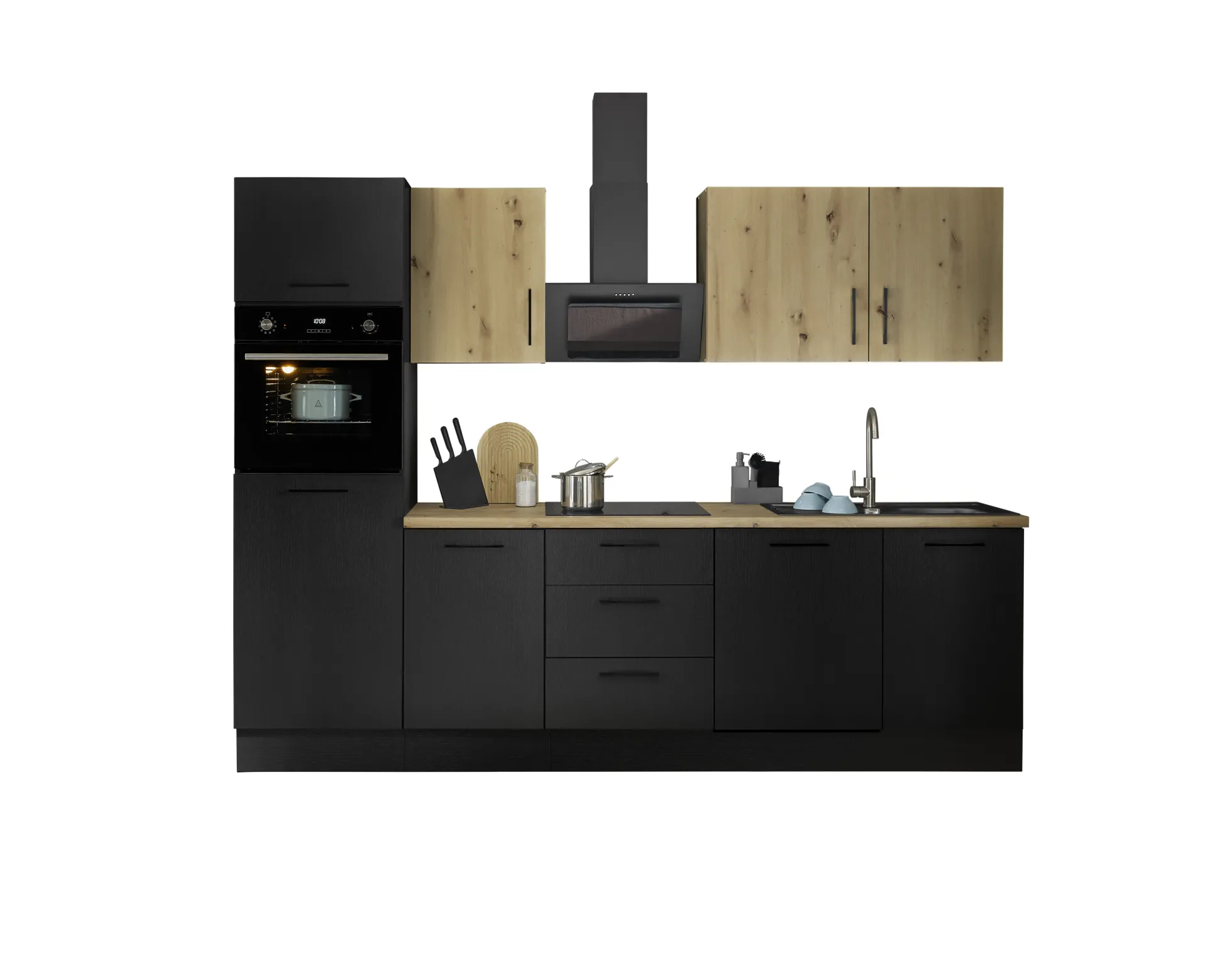 Küchenblock mit E-Geräten CORNWALL (Zeile-Backofen-Kühlschrank) X
