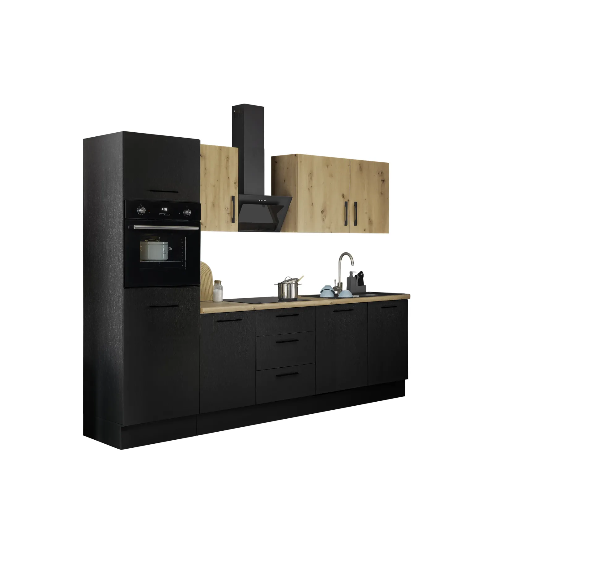 Küchenblock mit E-Geräten CORNWALL (Zeile-Backofen-Kühlschrank) X