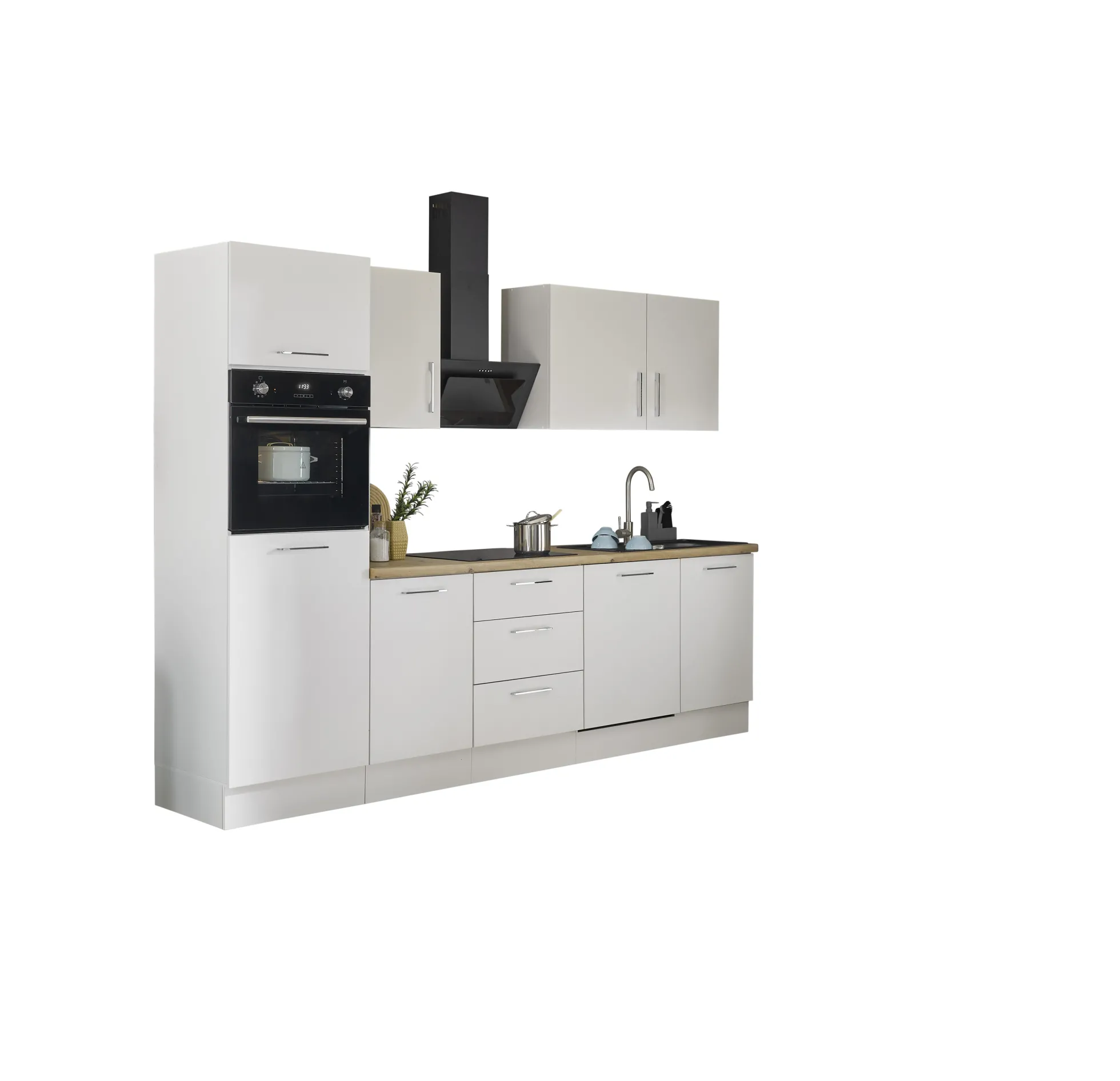 Küchenblock mit E-Geräten CORNWALL (Zeile-Backofen-Kühlschrank) IV