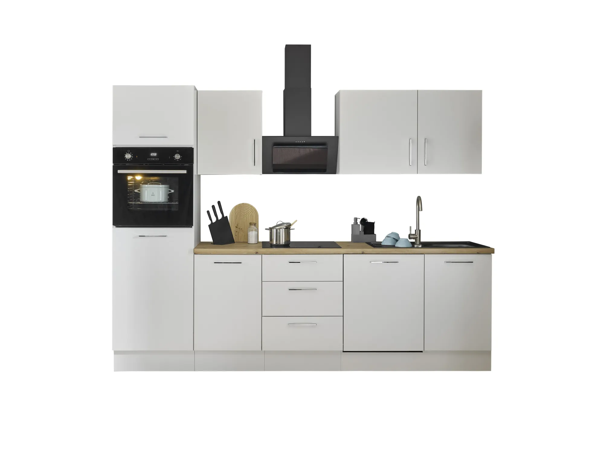 Küchenblock mit E-Geräten CORNWALL (Zeile-Backofen-Kühlschrank) IV