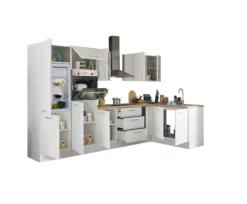 Küchenblock mit E-Geräten CORNWALL (Ecke-Backofen-Kühlschrank) III