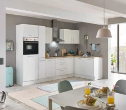 Küchenblock mit E-Geräten CORNWALL (Ecke-Backofen-Kühlschrank-Apotheker) I