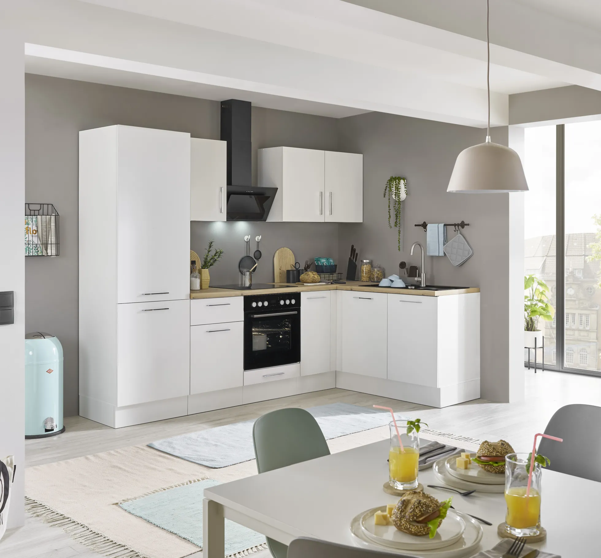 Küchenblock mit E-Geräten CORNWALL (Ecke-Kühlschrank) II