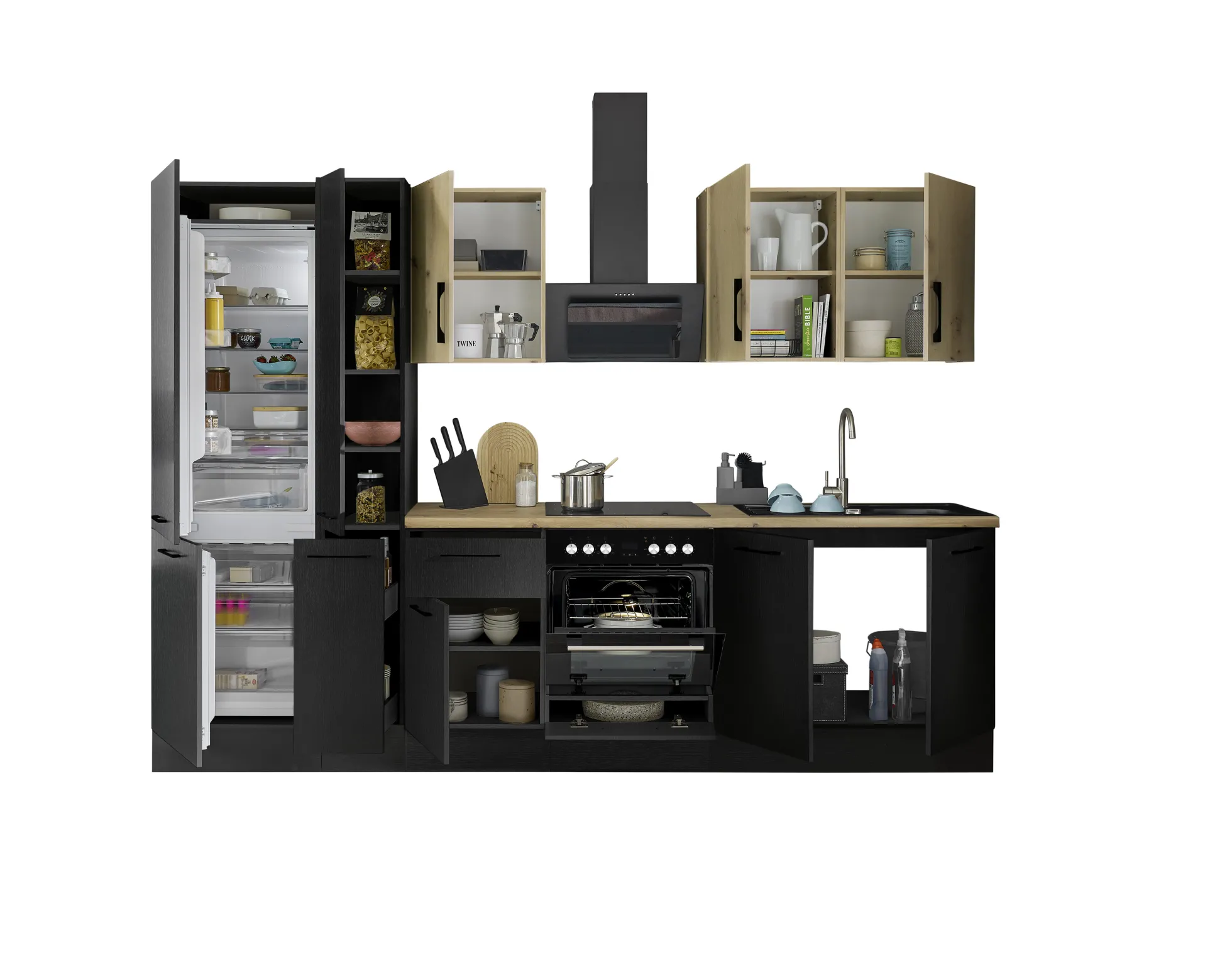Küchenblock mit E-Geräten CORNWALL (Zeile-Kühlschrank) VI