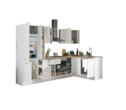 Küchenblock mit E-Geräten CORNWALL (Ecke-Kühlschrank-Apotheker) I