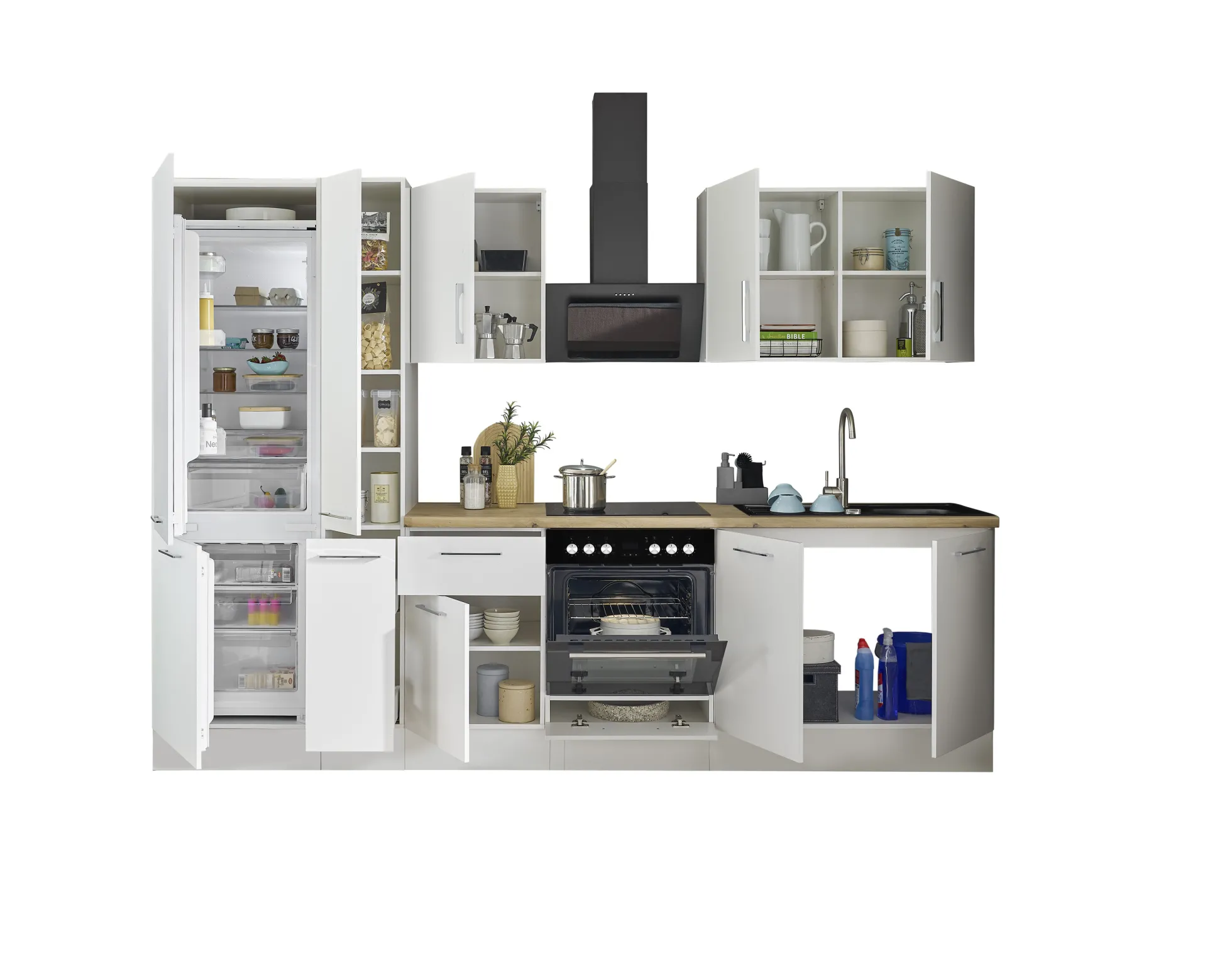 Küchenblock mit E-Geräten CORNWALL (Zeile-Kühlschrank-Apotheker) II
