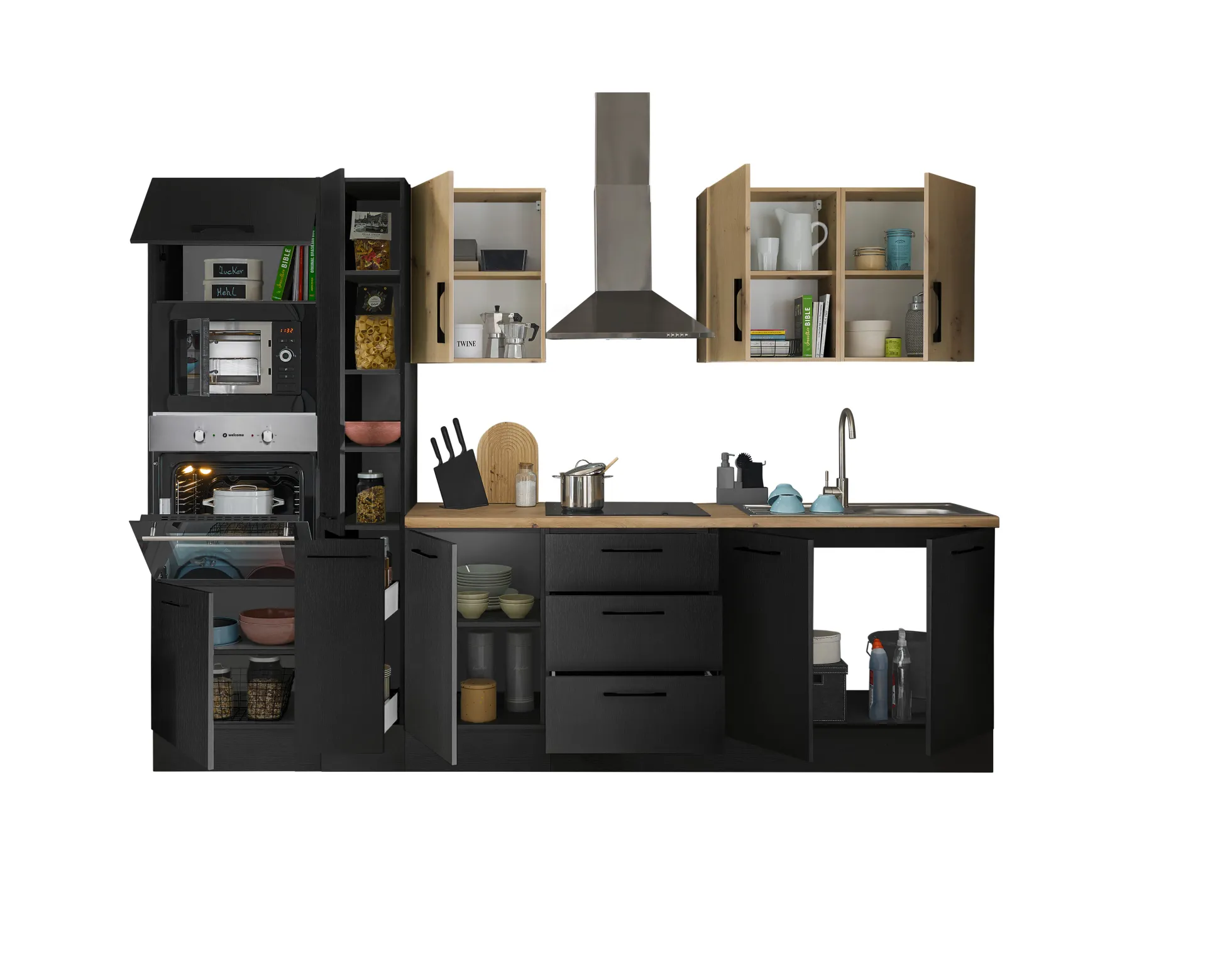 Küchenblock mit E-Geräten CORNWALL (Zeile-Backofen-Mikrowelle) IX