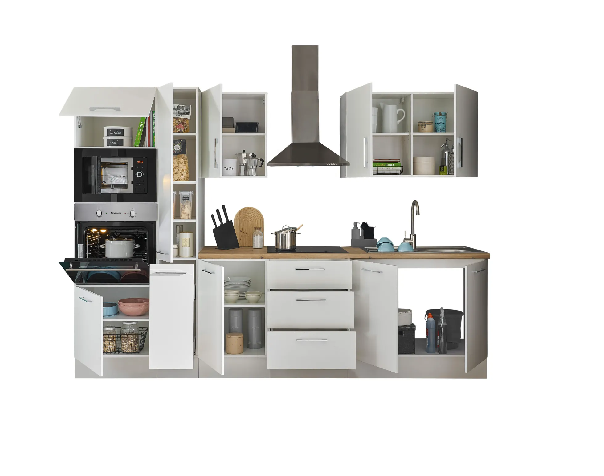 Küchenblock mit E-Geräten CORNWALL (Zeile-Backofen-Mikrowelle-Apotheker) I