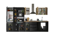 Küchenblock mit E-Geräten CORNWALL (Zeile-Backofen-Kühlschrank-Mikrowelle-Apotheker) III