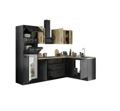 Küchenblock mit E-Geräten CORNWALL (Ecke-Backofen-Kühlschrank) VI