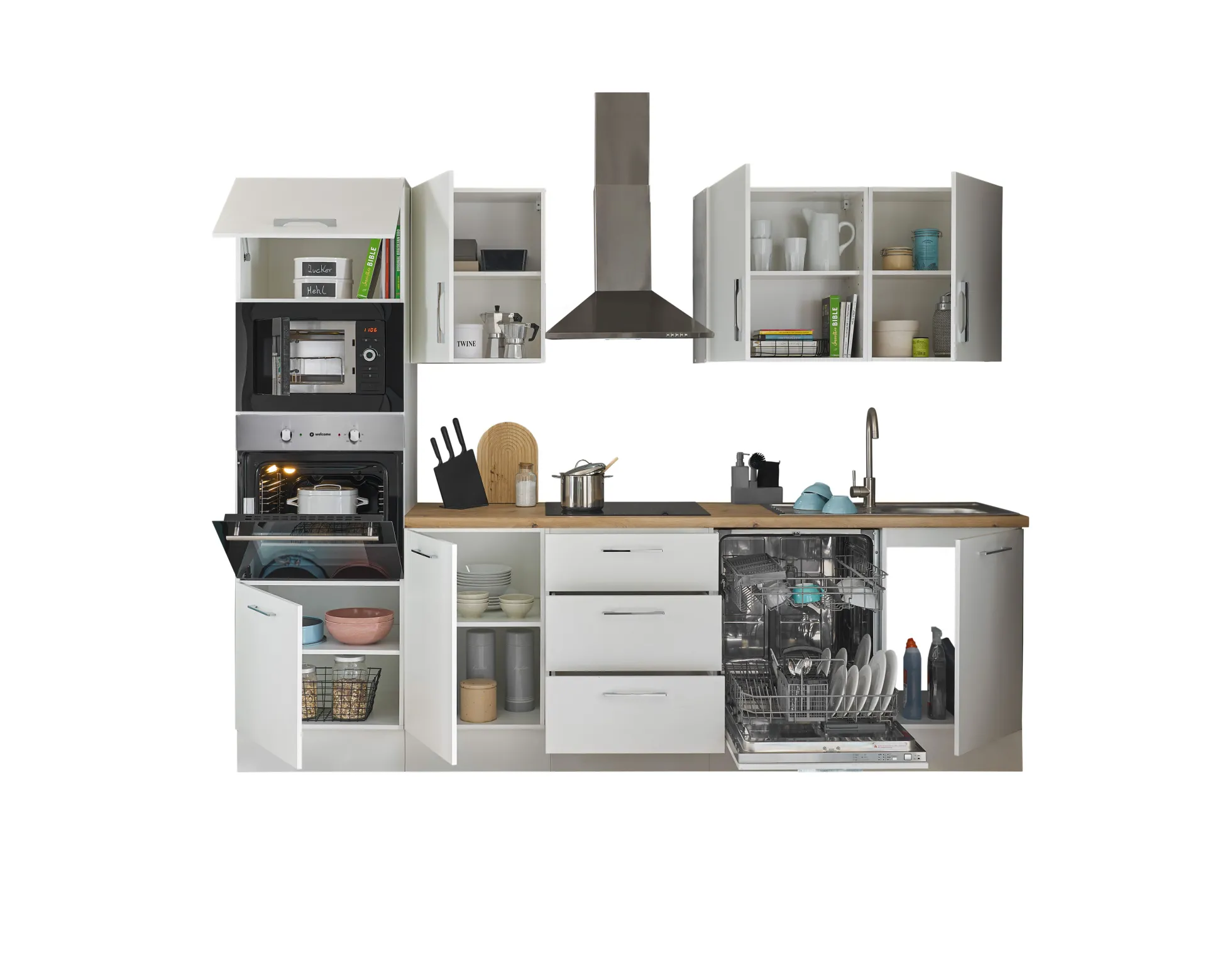 Küchenblock mit E-Geräten CORNWALL (Zeile-Backofen-Mikrowelle) III