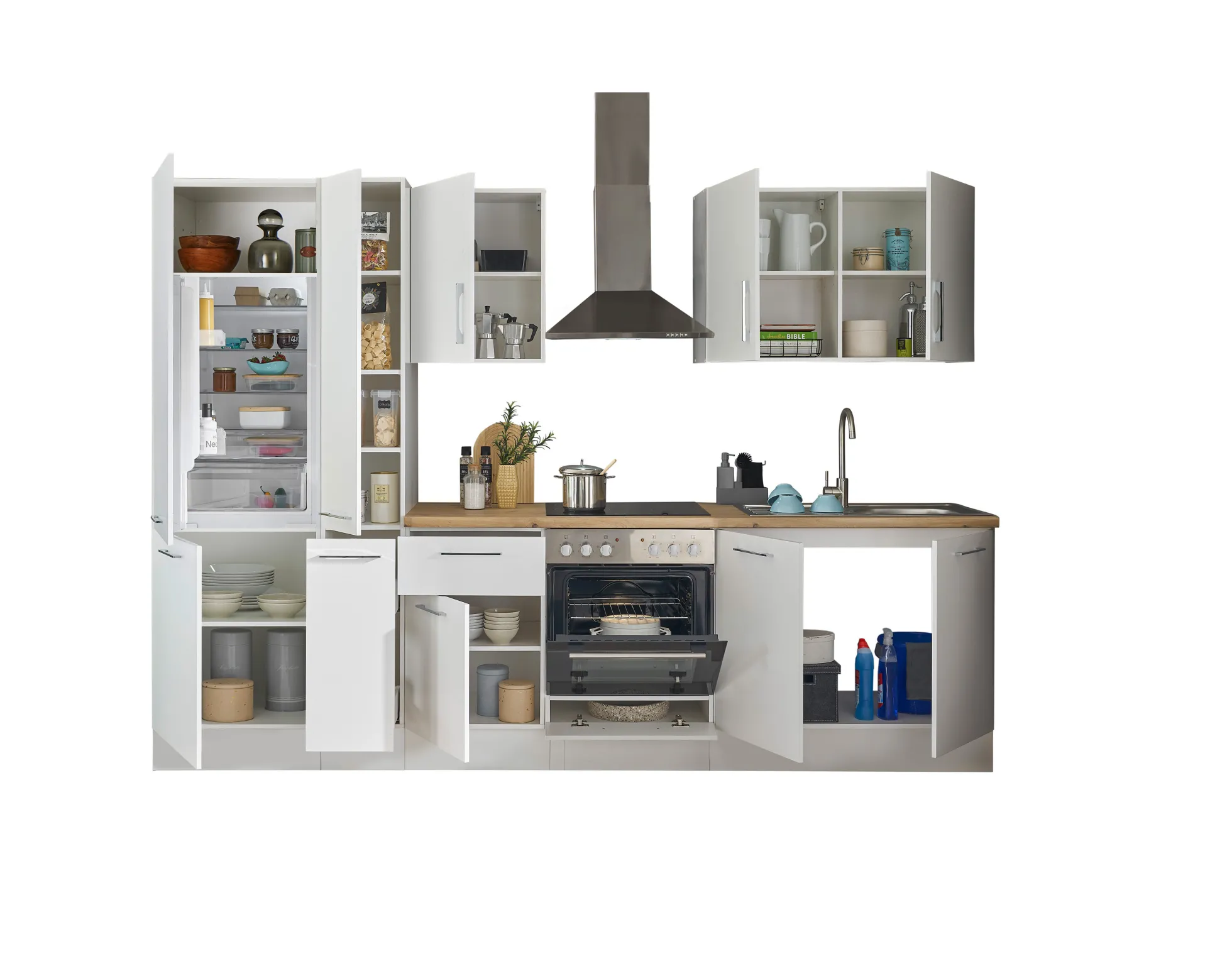 Küchenblock mit E-Geräten CORNWALL (Zeile-Kühlschrank-Apotheker) I