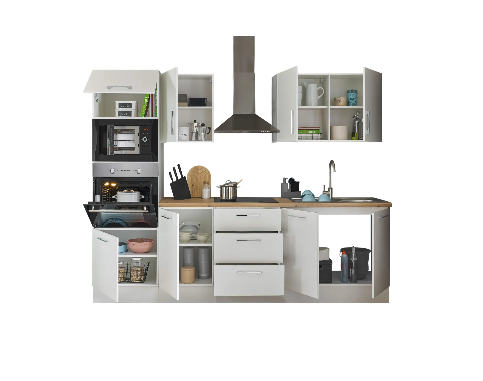 Küchenblock mit E-Geräten CORNWALL (Zeile-Backofen-Mikrowelle) I