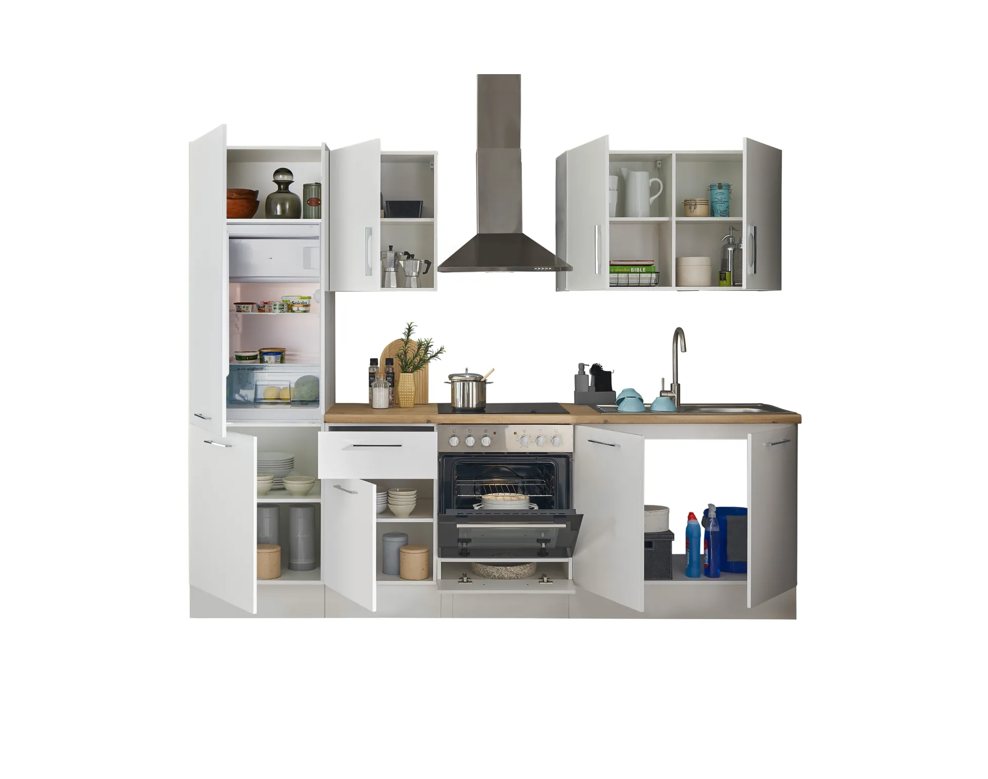 Küchenblock mit E-Geräten CORNWALL (Zeile-Kühlschrank) I