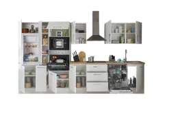 Küchenblock mit E-Geräten CORNWALL (Zeile-Backofen-Geschirrspüler-Kühlschrank-Mikrowelle-Apotheker) I