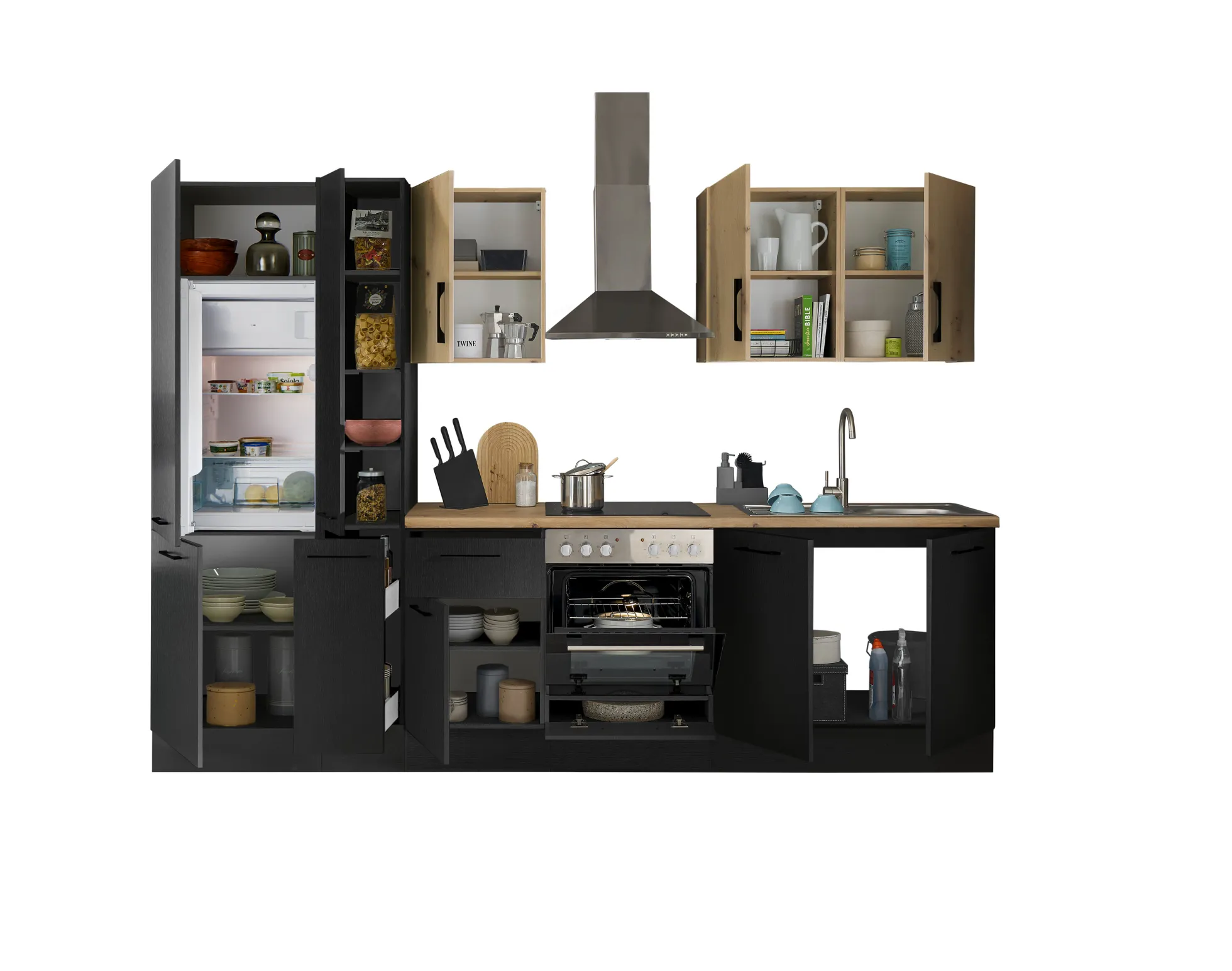 Küchenblock mit E-Geräten CORNWALL (Zeile-Kühlschrank) V
