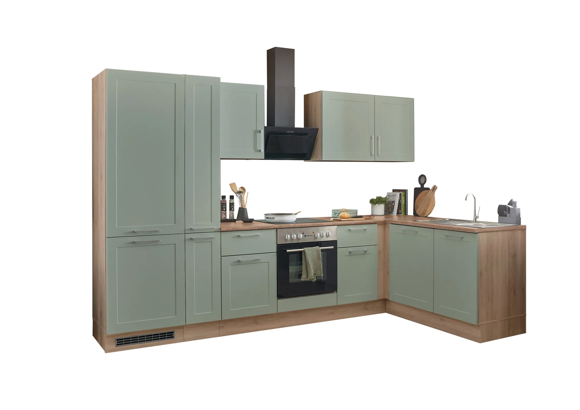 Küchenblock mit E-Geräten HASTINGS (Ecke-Kühlschrank-Apotheker) II
