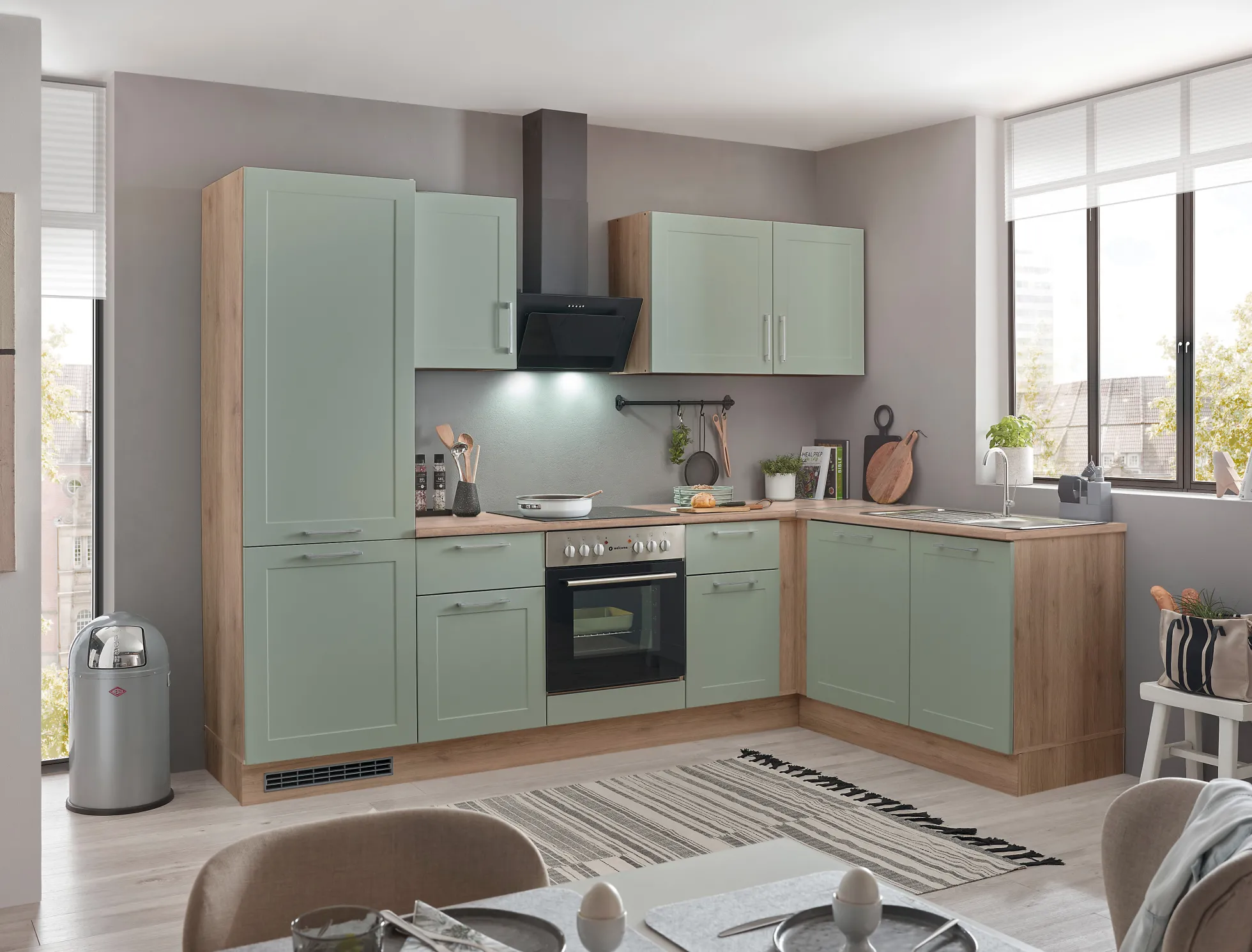 Küchenblock mit E-Geräten HASTINGS (Ecke-Kühlschrank) II