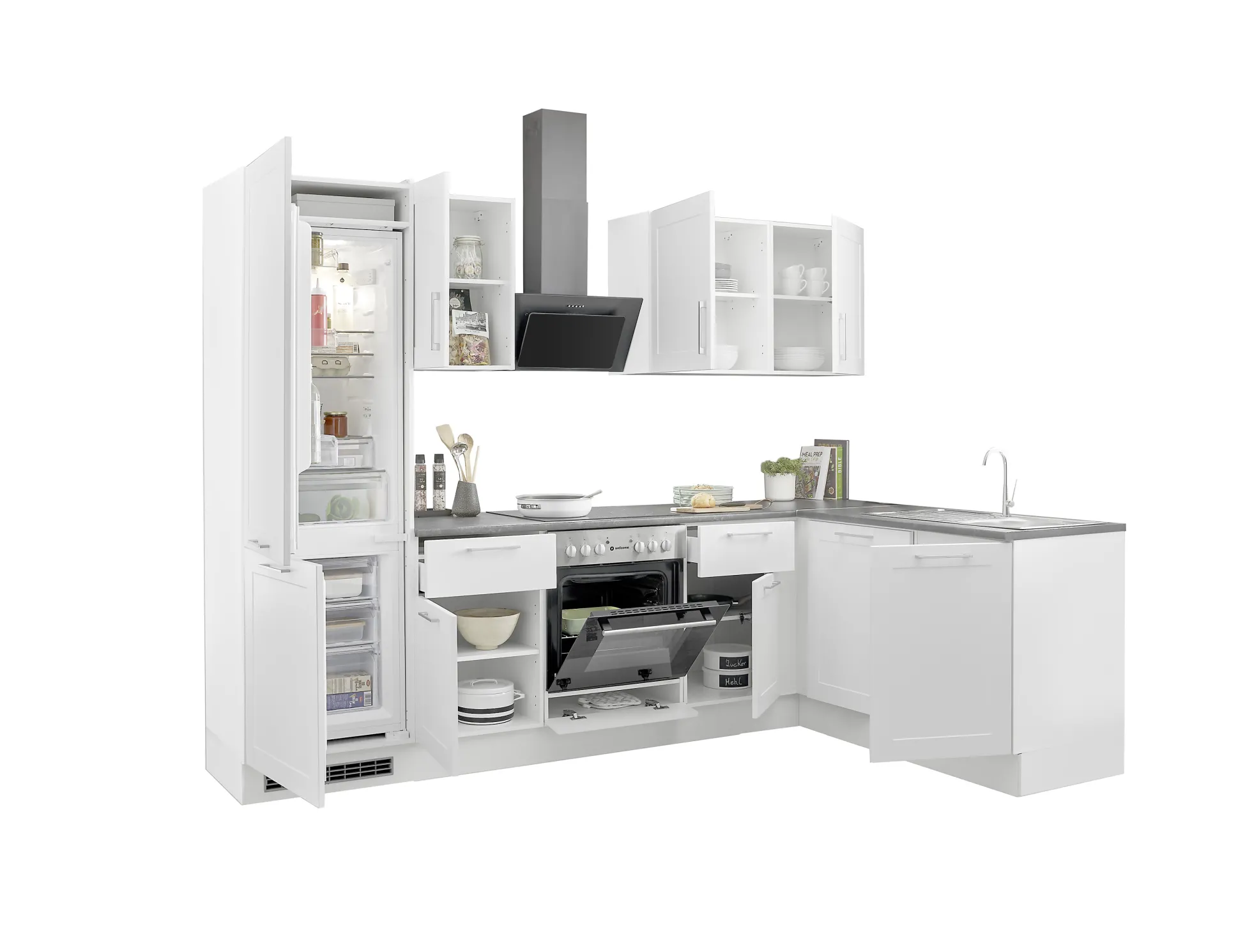 Küchenblock mit E-Geräten HASTINGS (Ecke-Kühlschrank) I