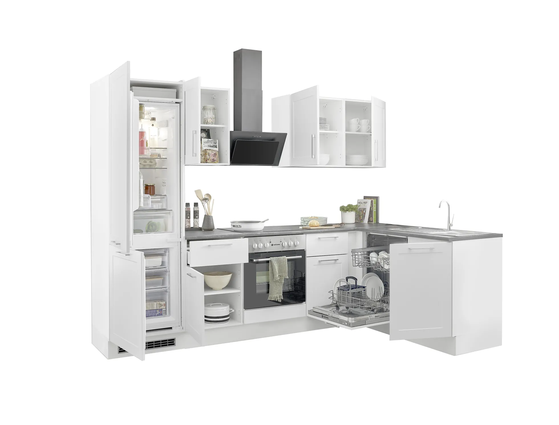Küchenblock mit E-Geräten HASTINGS (Ecke-Kühlschrank) I