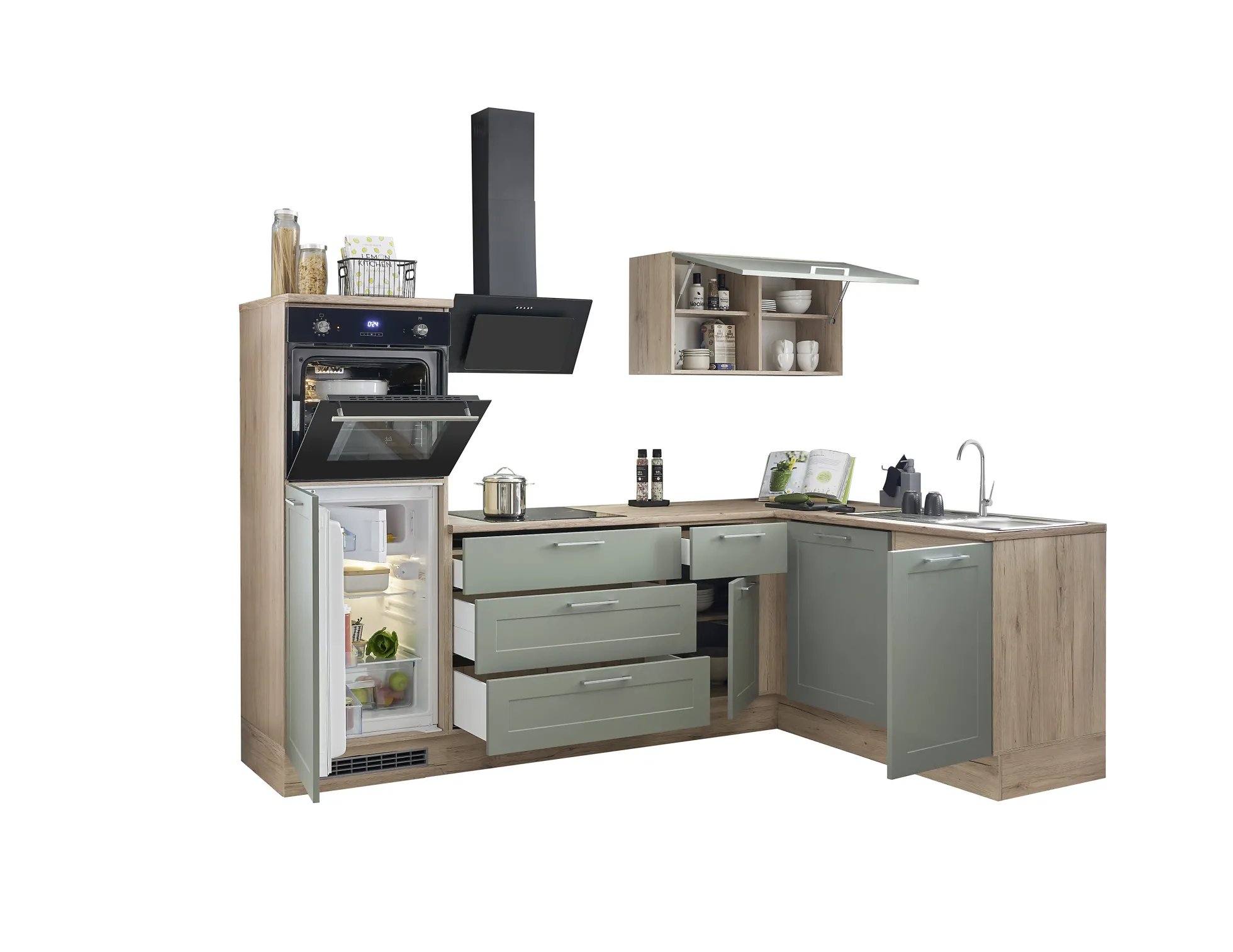 Küchenblock mit E-Geräten HASTINGS (Ecke-Hochschrank) II