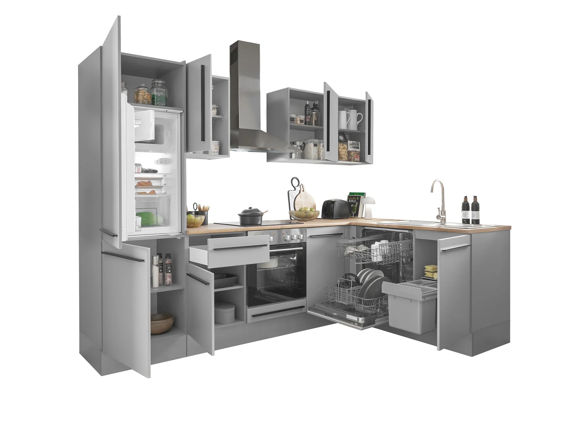 Küchenblock mit E-Geräten MANCHESTER (Ecke-Kühlschrank) I