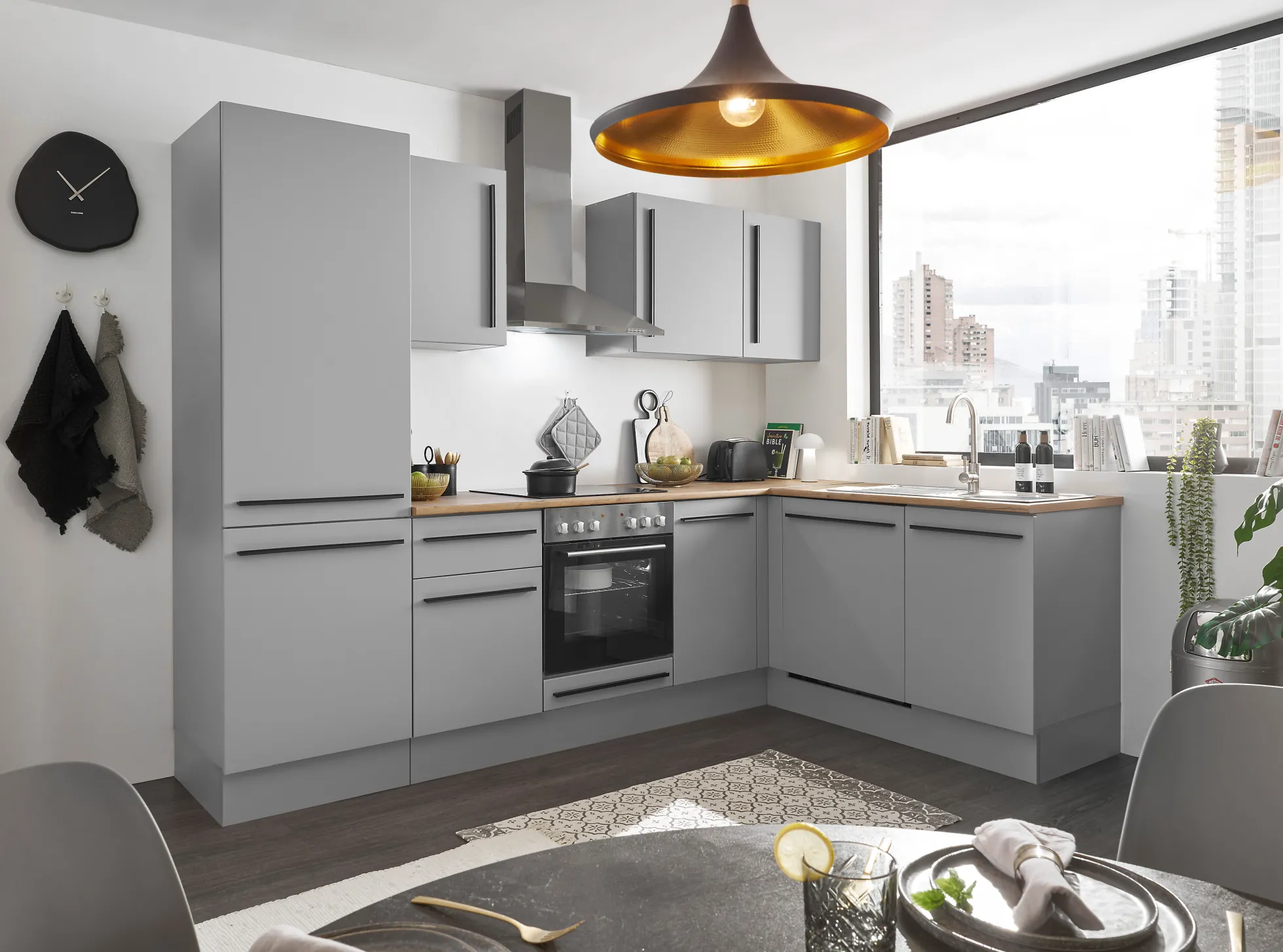 Küchenblock mit E-Geräten MANCHESTER (Ecke-Kühlschrank) I