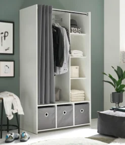 Kleiderschrank mit Stoffvorhang JENKE