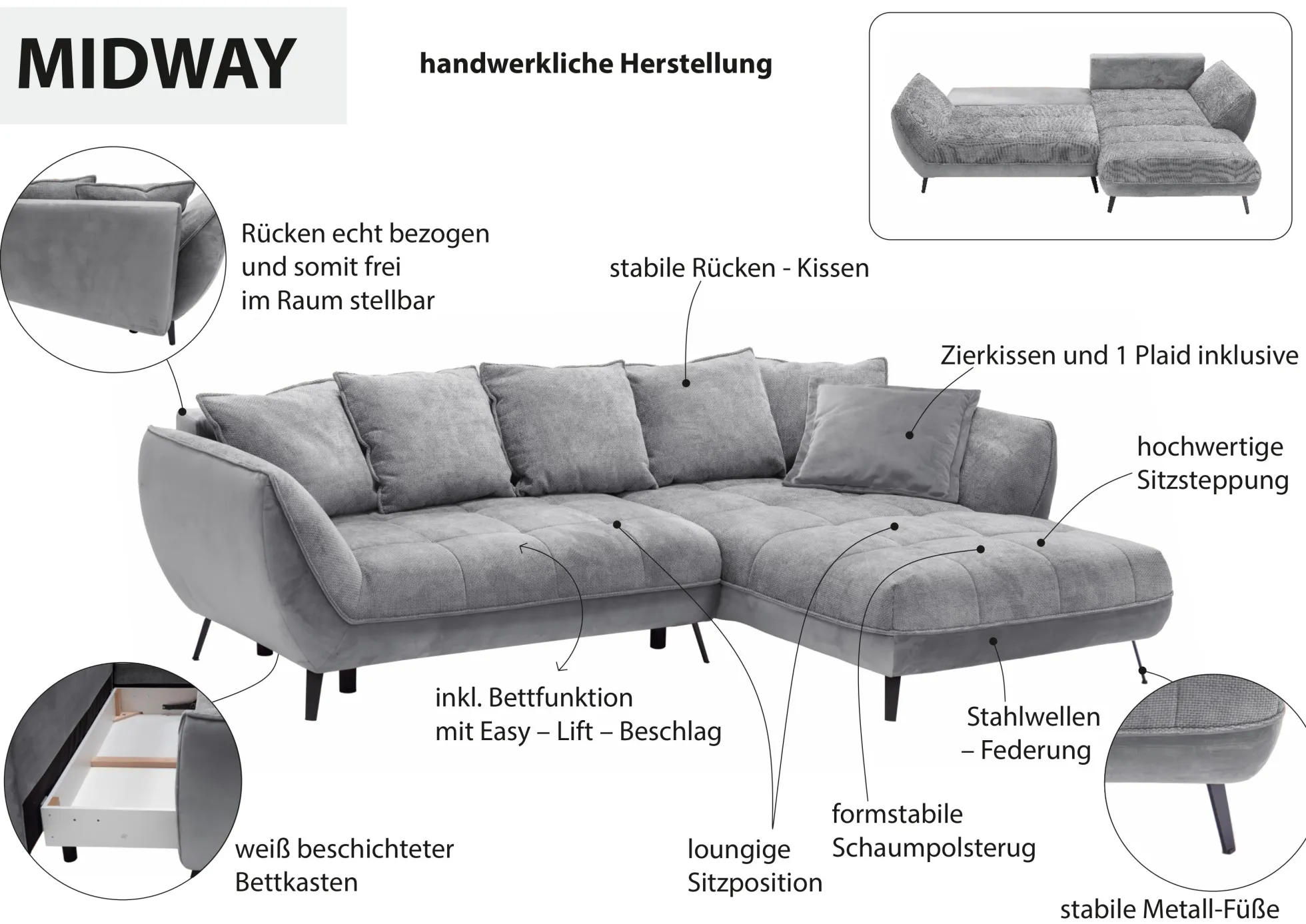 Polsterecke mit Funktion MIDWAY