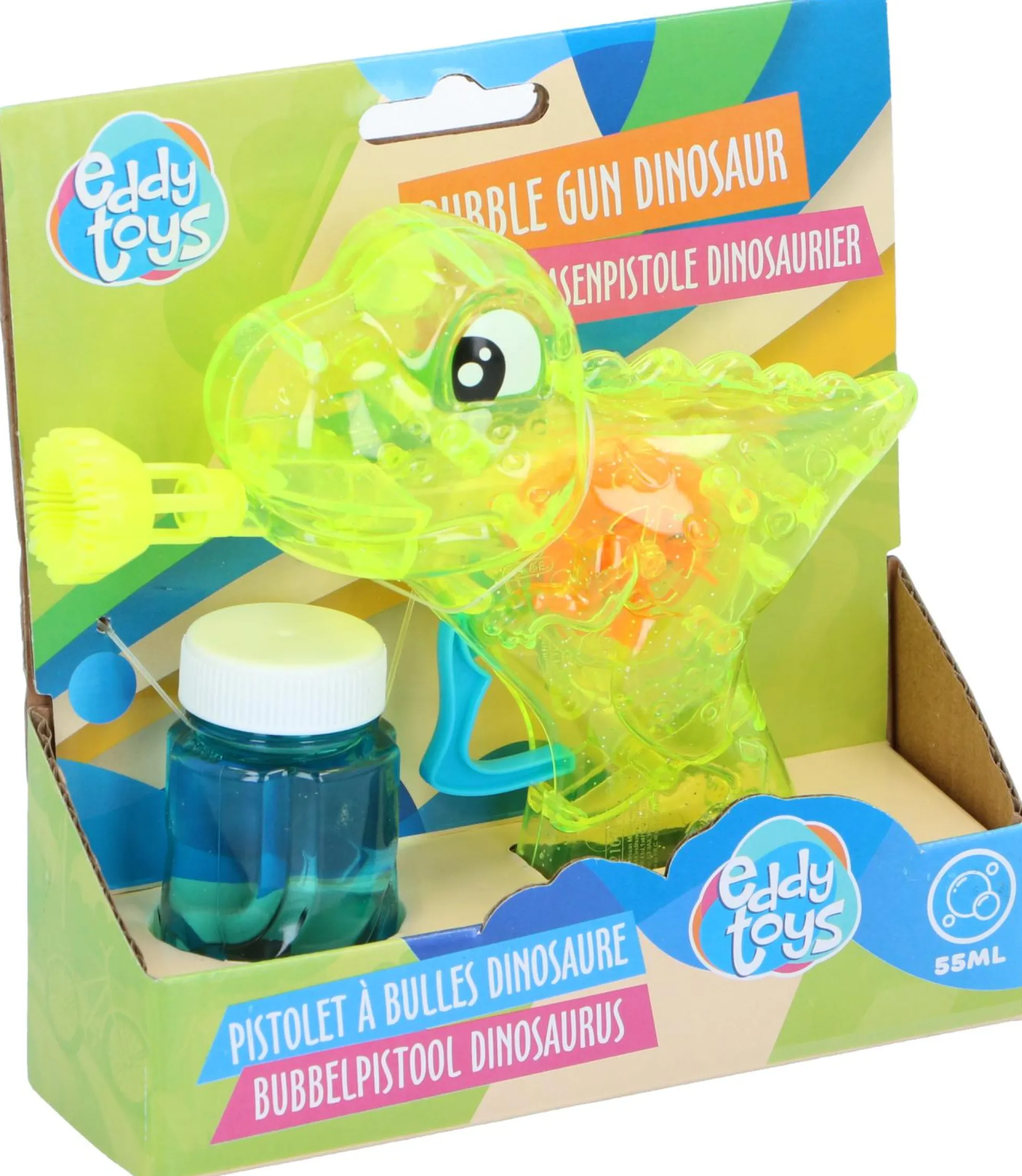Seifenblasenpistole Dino mit LED BUBBLES