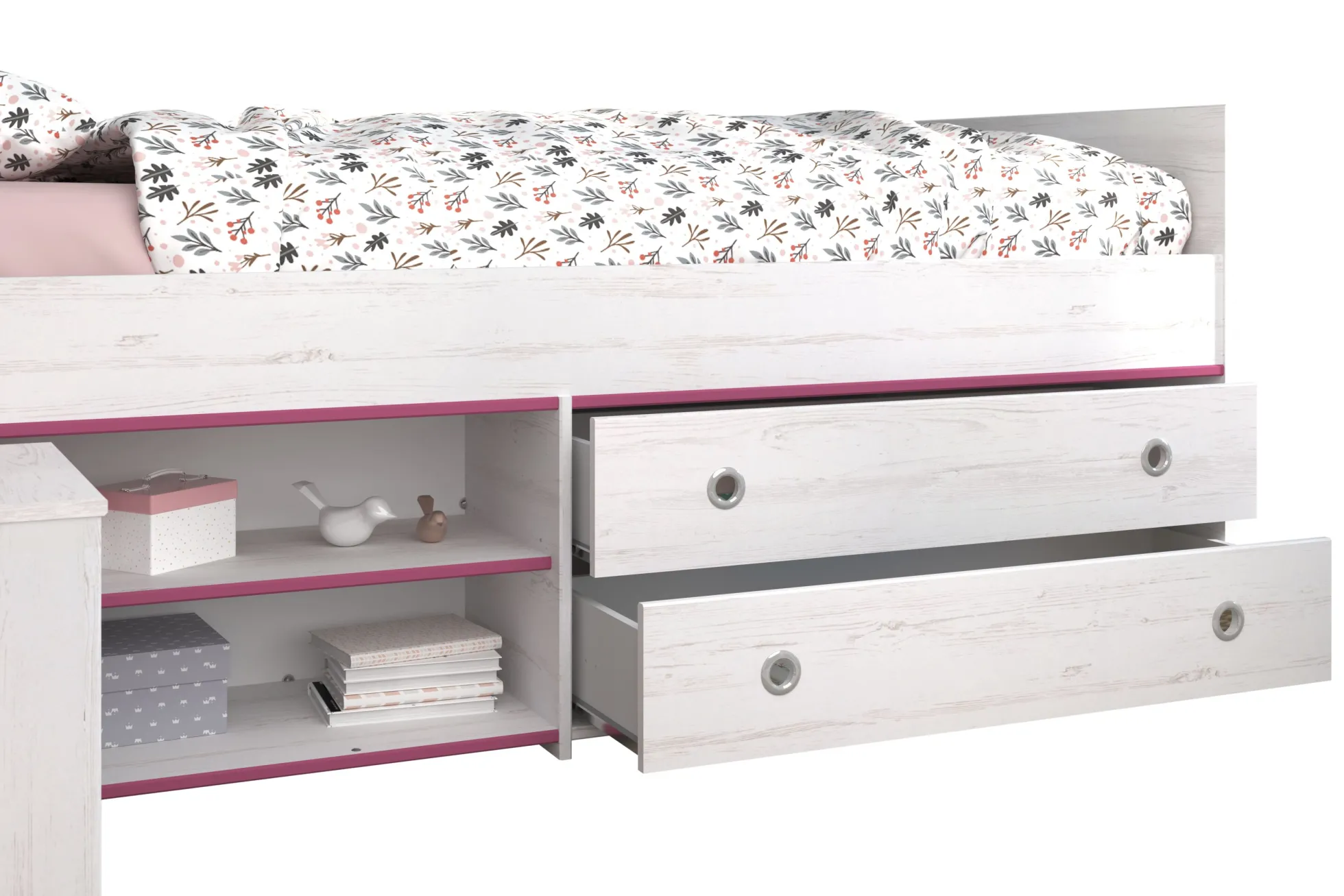 Stauraumbett mit Nachtkommode SMOOZY 24b