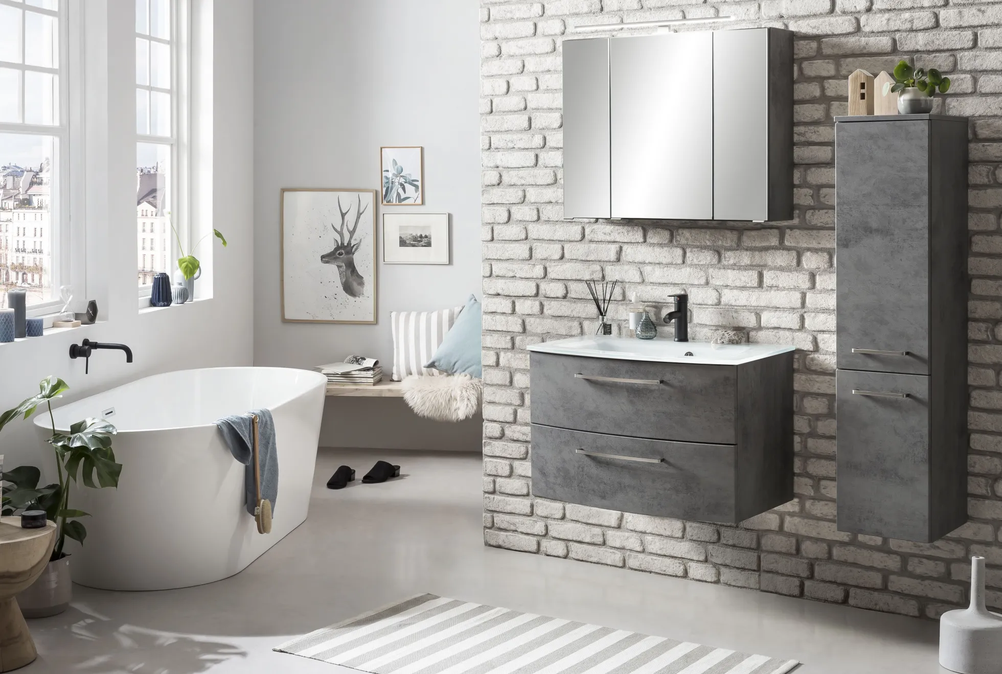 Waschbeckenunterschrank mit Waschbecken STOCKHOLM