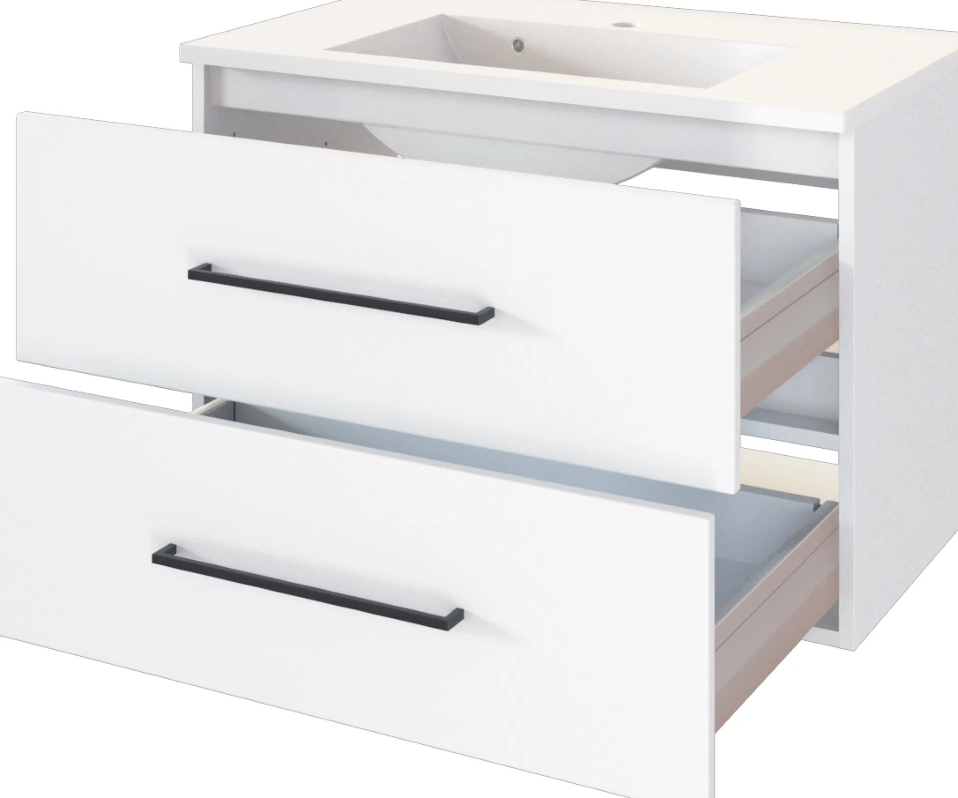 Waschbeckenunterschrank 80 mit Mineralgußbecken LUZERN