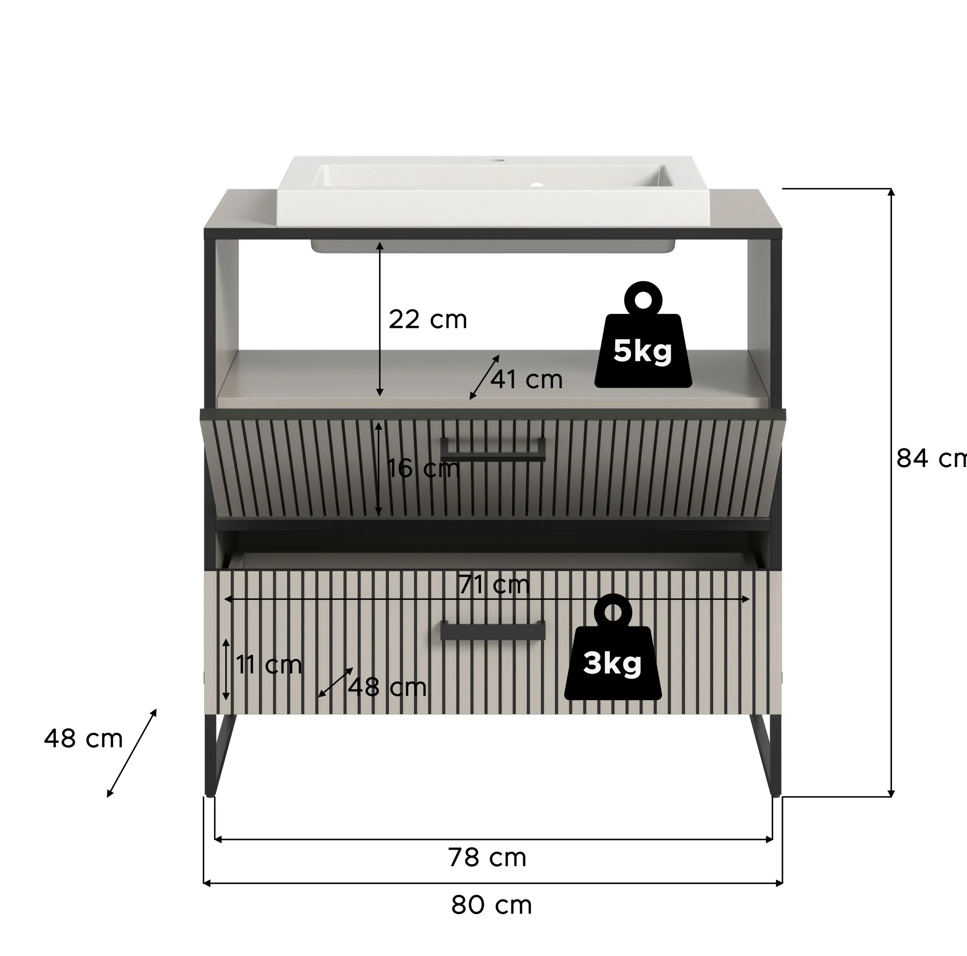 Waschbeckenunterschrank mit Waschbecken BAGNO